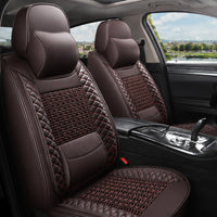 Kit Completo de Capas para Banco de Carro Nureon em Couro Legítimo Universal 5 Lugares Com Airbag + Tapetes e Capa de Volante