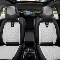 Kit Completo de Capas para Banco de Carro Domani em Couro Legítimo Universal 5 Lugares Com Airbag + Tapetes e Capa de Volante