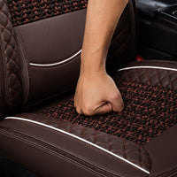 Kit Completo de Capas para Banco de Carro Nureon em Couro Legítimo Universal 5 Lugares Com Airbag + Tapetes e Capa de Volante