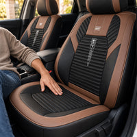 Kit Completo de Capas para Banco de Carro Cobrix em Couro Legítimo Universal 5 Lugares Com Airbag + Tapetes e Capa de Volante