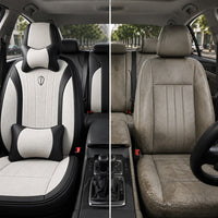 Kit Completo de Capas para Banco de Carro Protecar em Couro Legítimo Universal 5 Lugares Com Airbag + Tapetes e Capa de Volante