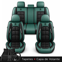 Kit Completo de Capas para Banco de Carro Velox em Couro Legítimo Universal 5 Lugares Com Airbag + Tapetes e Capa de Volante